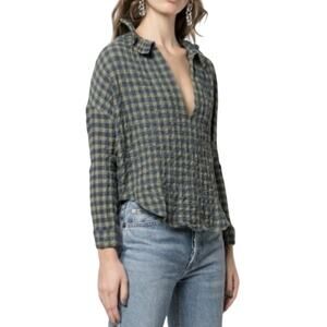 A SHIRT THING Penelope Top in Green Gingham